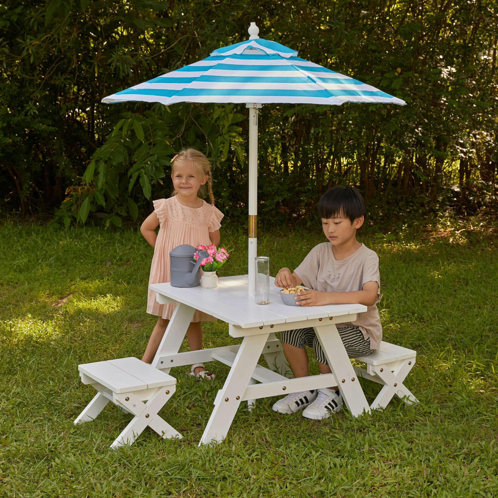 Wooden Outdoor Table & Bench