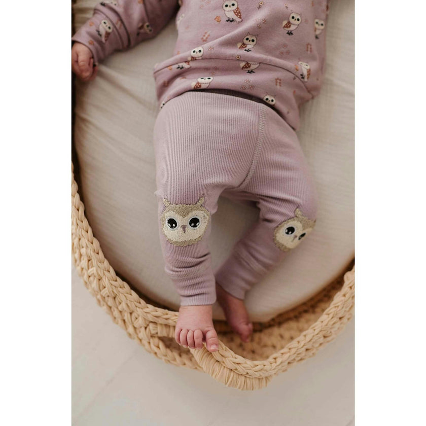 Baby Girl Patch Ribbed Leggings