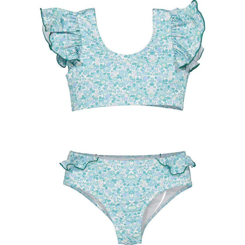 Ruffle Top & Bottom Bikini, Florals