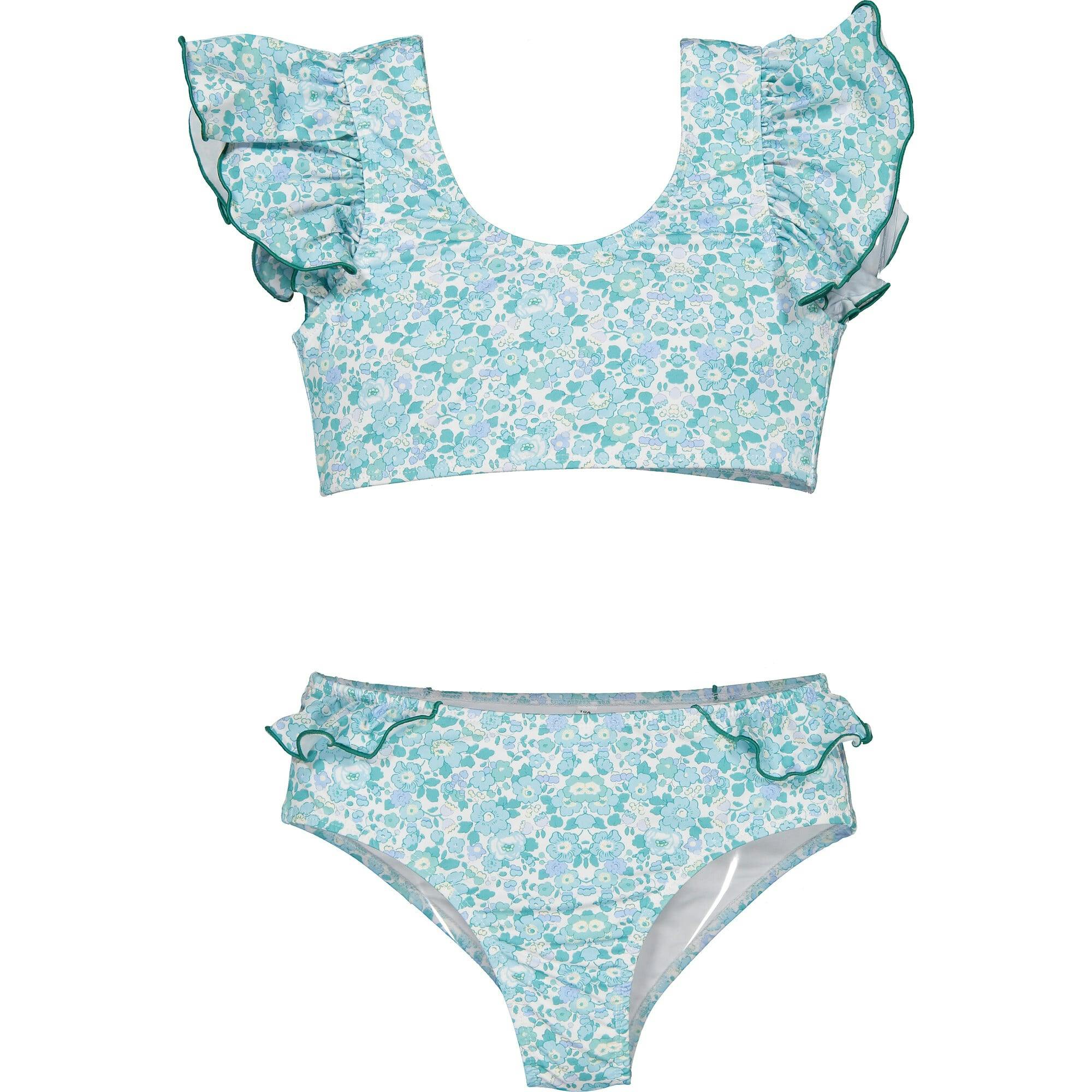 Ruffle Top & Bottom Bikini, Florals