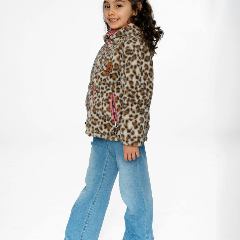 Reversible Mid-Season Jacket Pink And Leopard