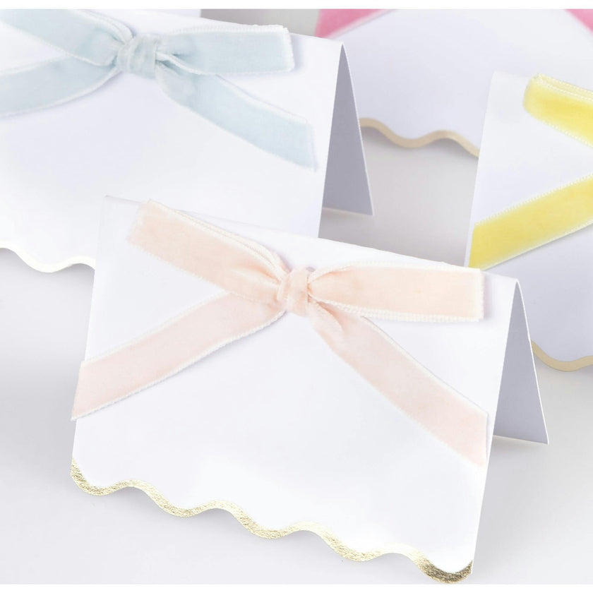 Pastel Velvet Bow Place Cards