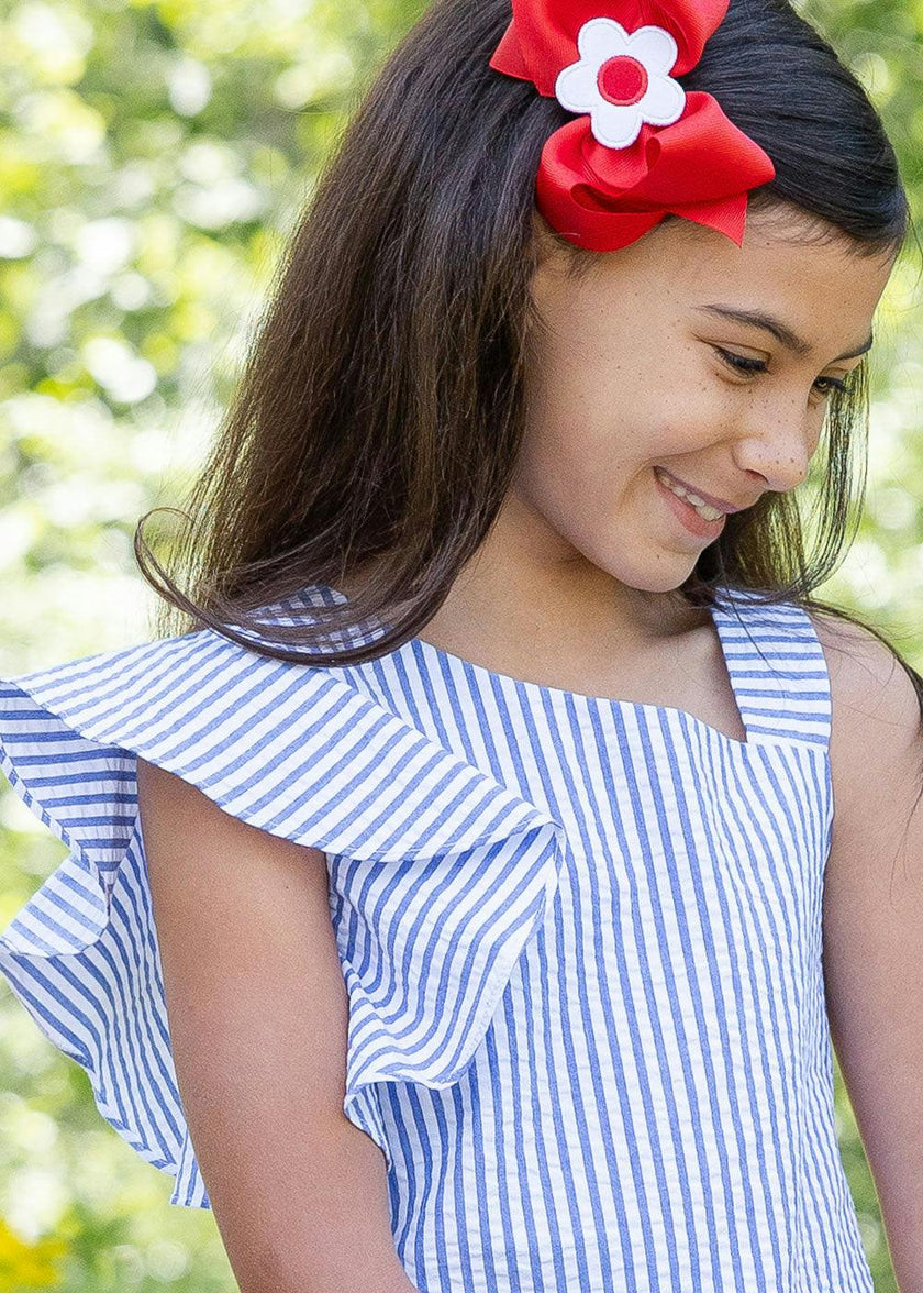 Seersucker Flutter Sleeve Dress
