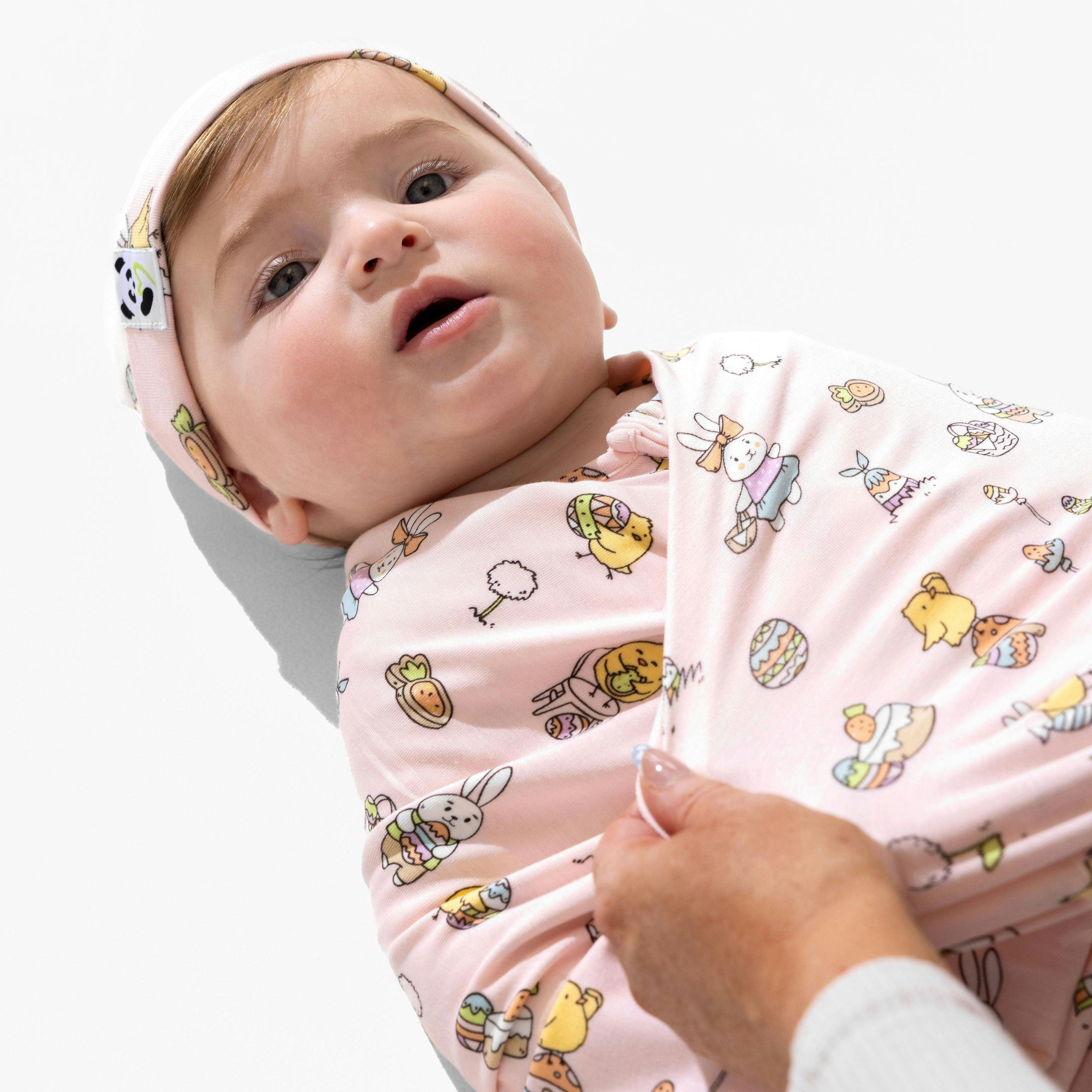 Easter Pink Bamboo Swaddle & Beanie Set