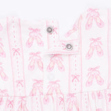 Ballet Shoes Ribbon Stripe - Ruffle Sleeve Snap Romper