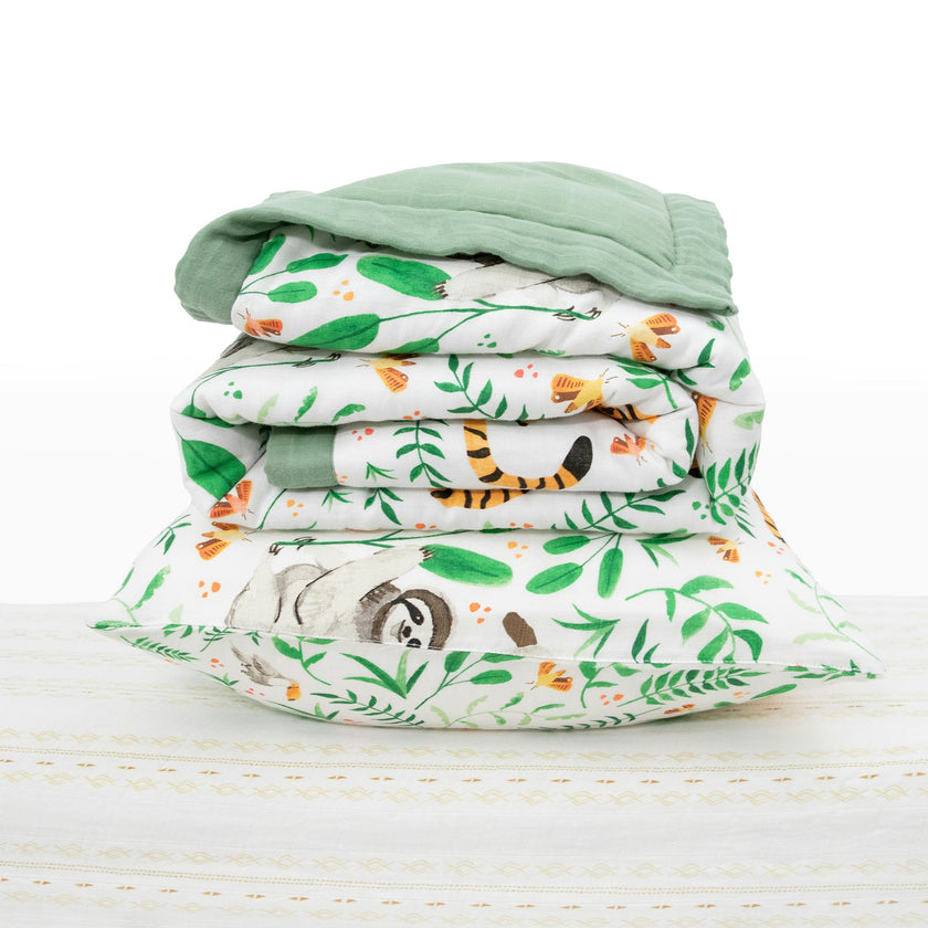 Cotton Muslin Toddler Bedding 3 Piece Set - Mighty Jungle