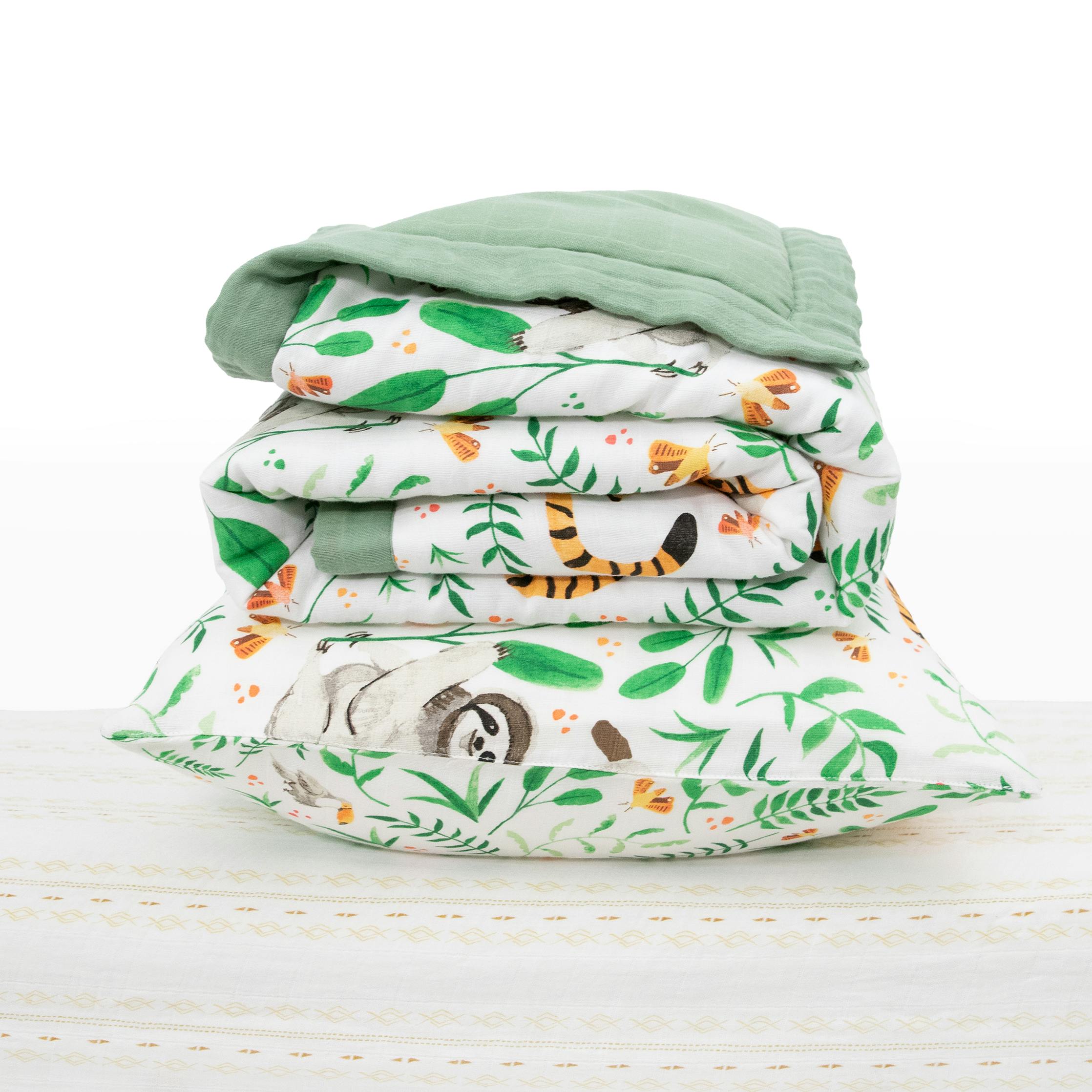 Cotton Muslin Toddler Bedding 3 Piece Set - Mighty Jungle