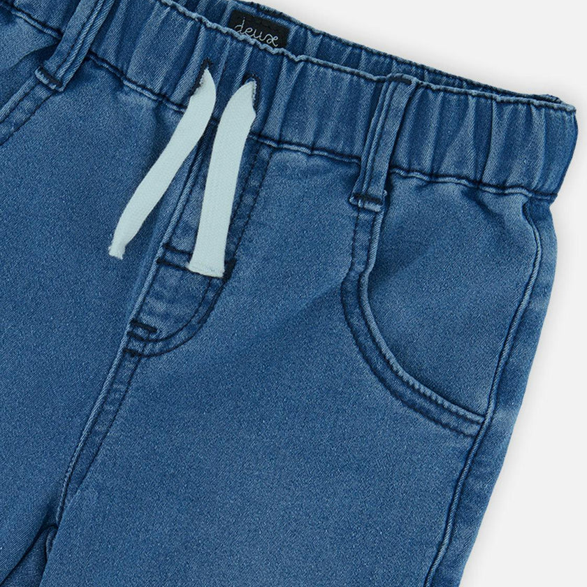 French Terry Denim Jogger Pants Light Blue