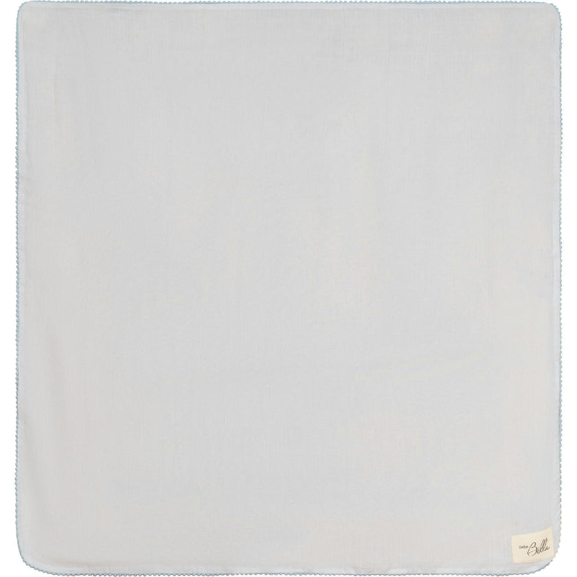 Pom Pom Trim Swaddle White/Blue