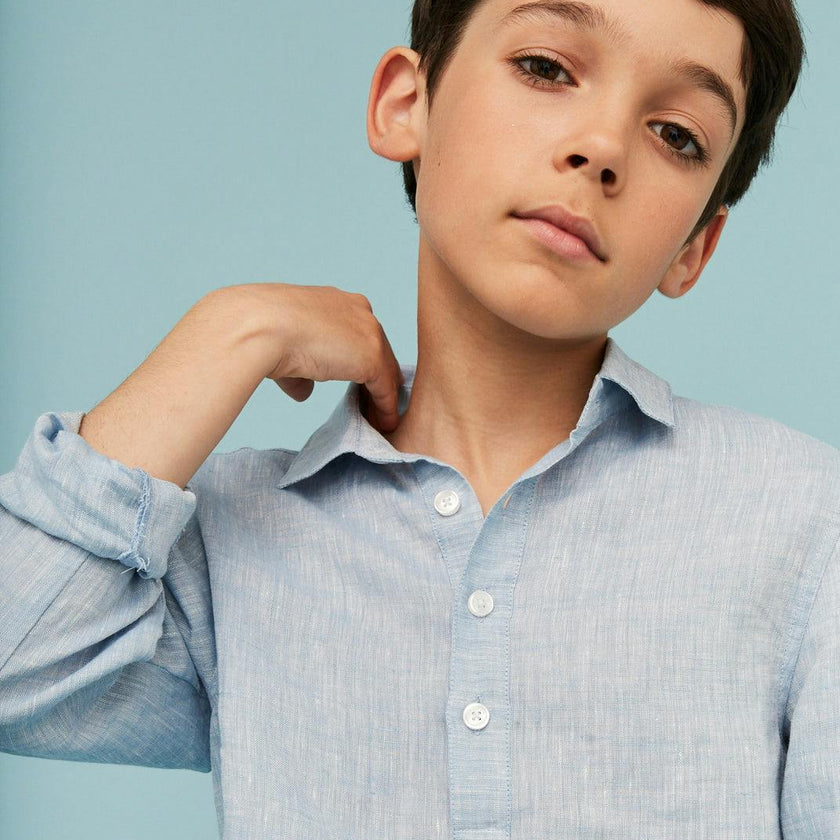 Blue Denim 100% Linen Shirt
