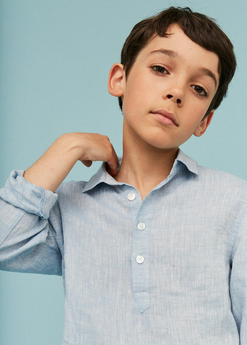 Blue Denim 100% Linen Shirt