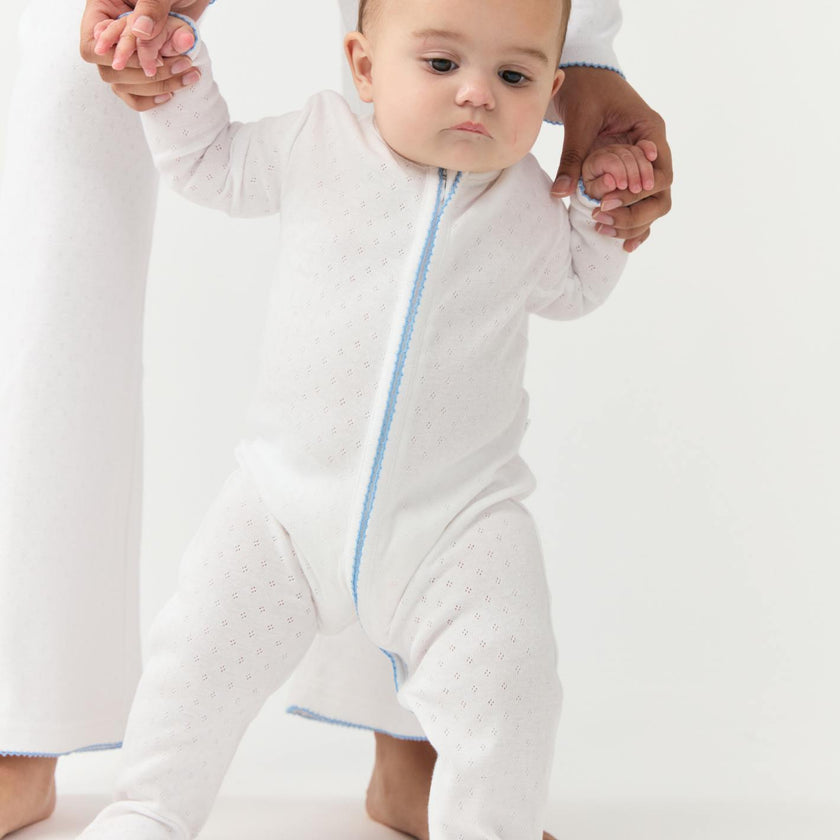 baby white pointelle footie