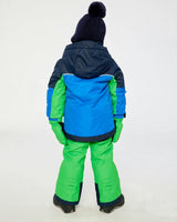 Two Piece Play Snowsuit Royal Blue And Green Colorblock