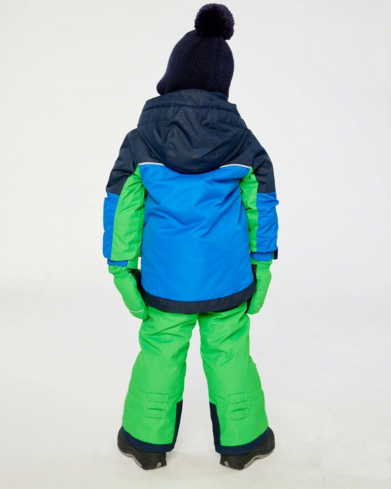 Two Piece Play Snowsuit Royal Blue And Green Colorblock