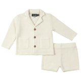 Textured Knit Blazer and Shorts Set