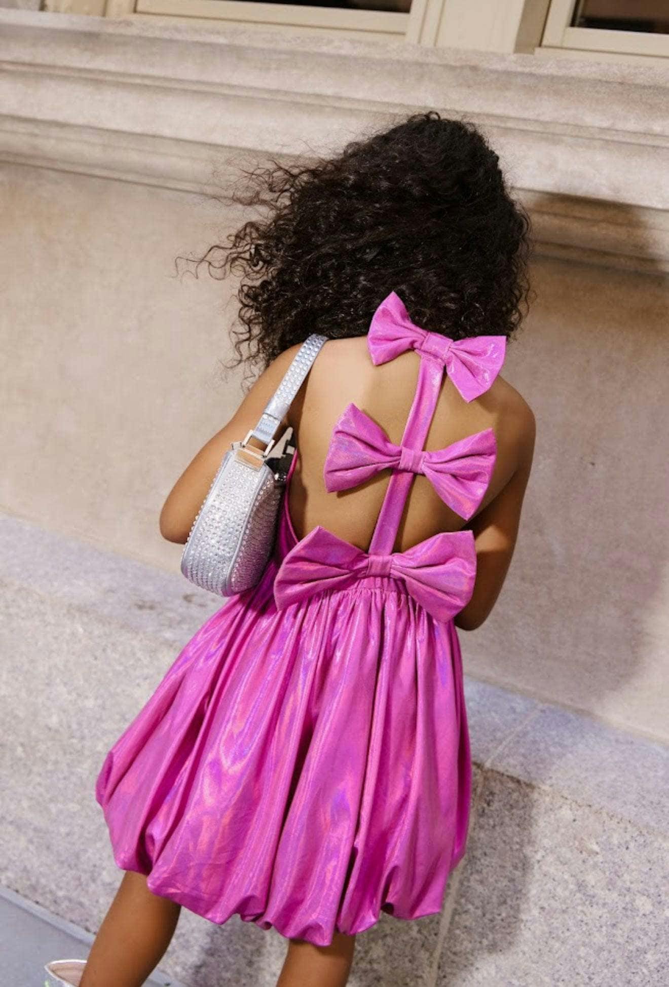 Metallic Bow Bubble Dress