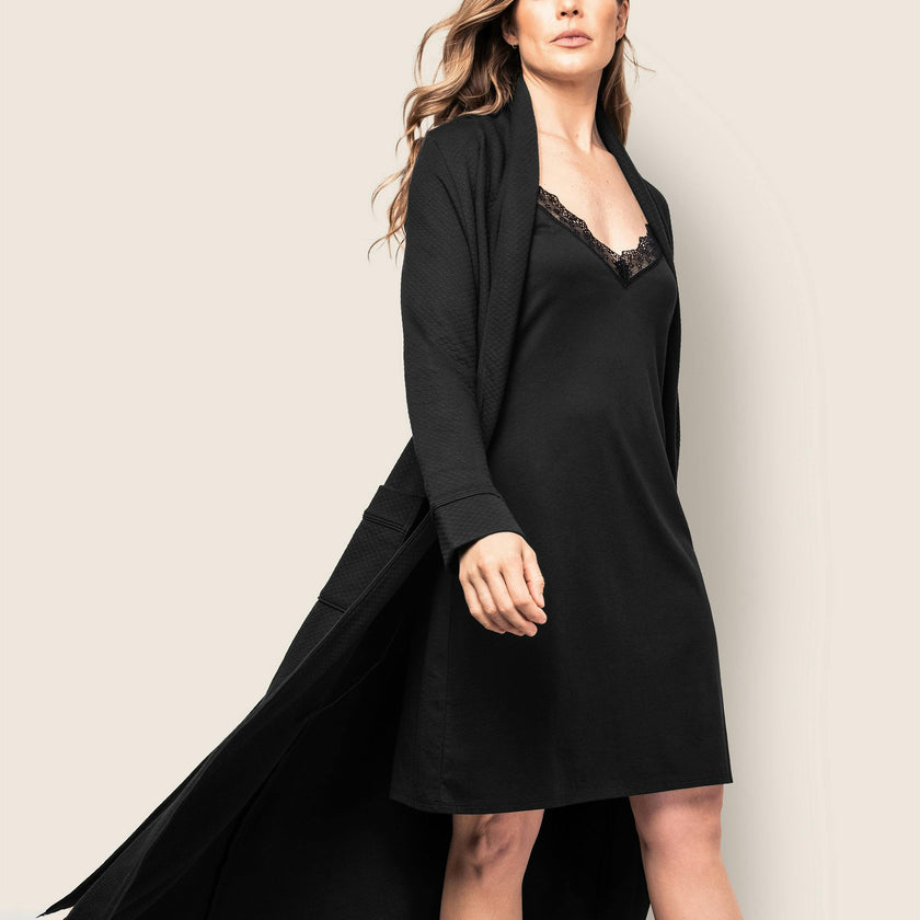 Women's Pima Jacquard Ophelia Robe in Black