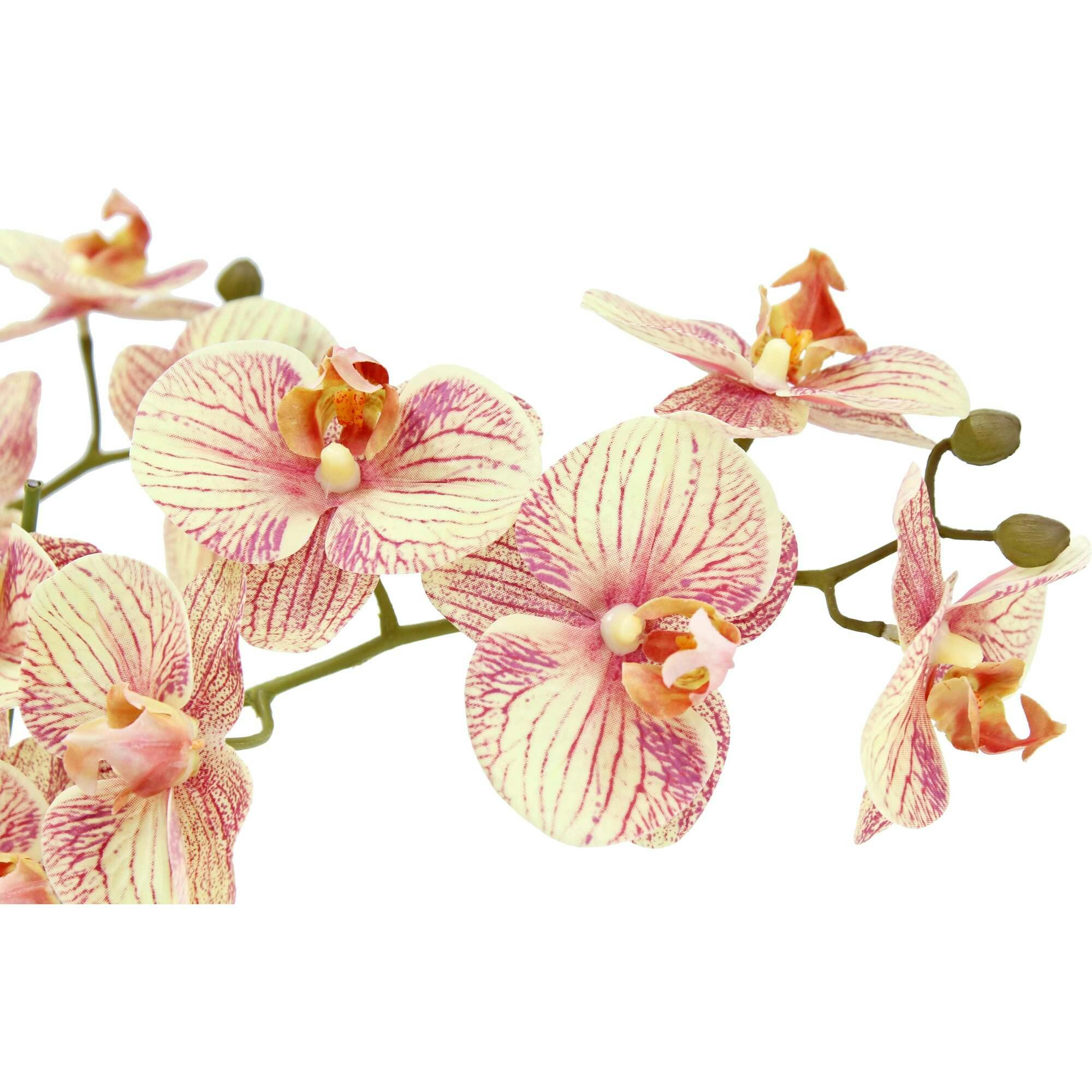 Artificial 4-Stem Phalaenopsis Orange Orchid