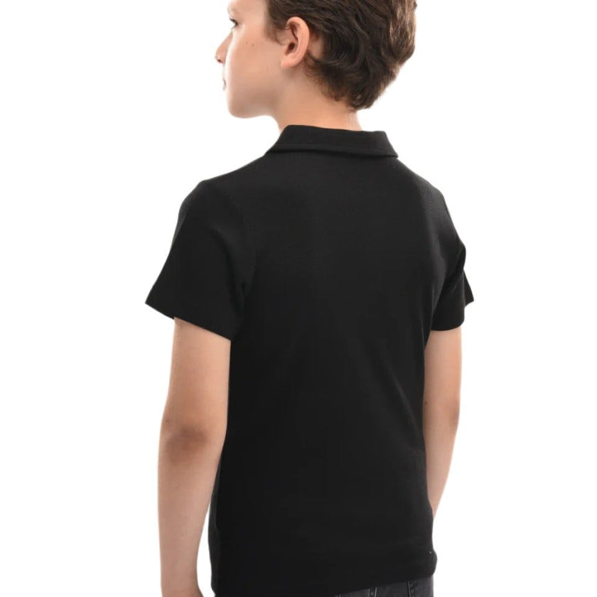 Black Solid Logo Polo