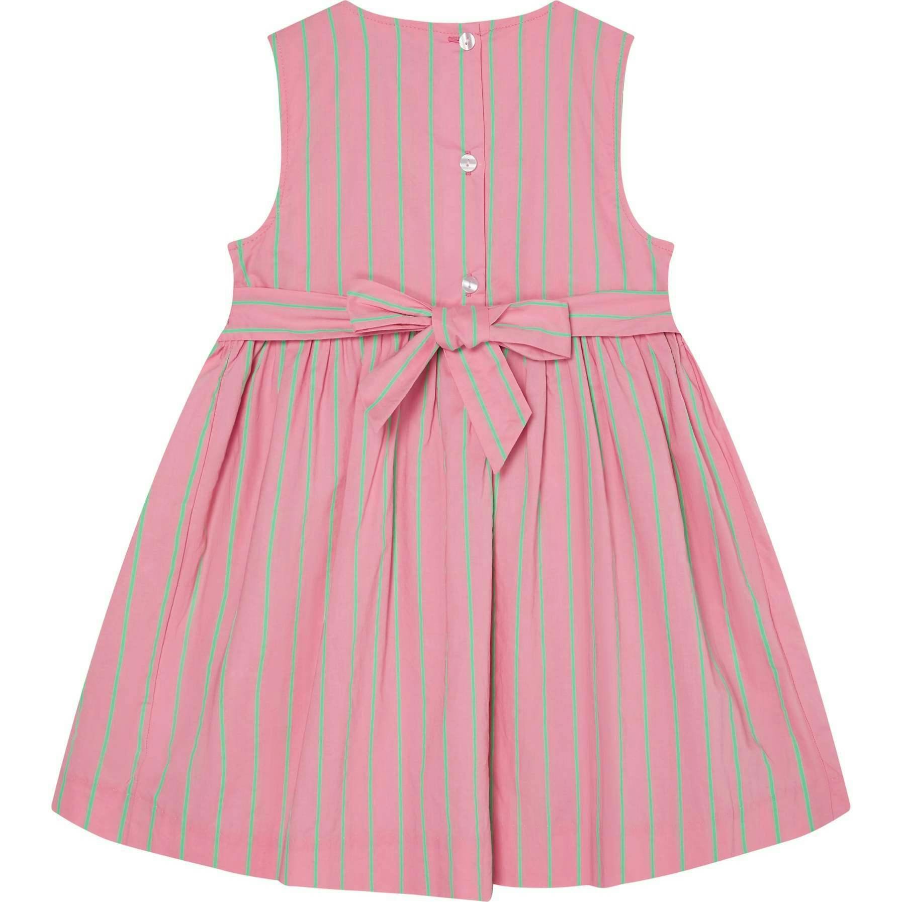 Hand-Smocked Girls Dress Coral