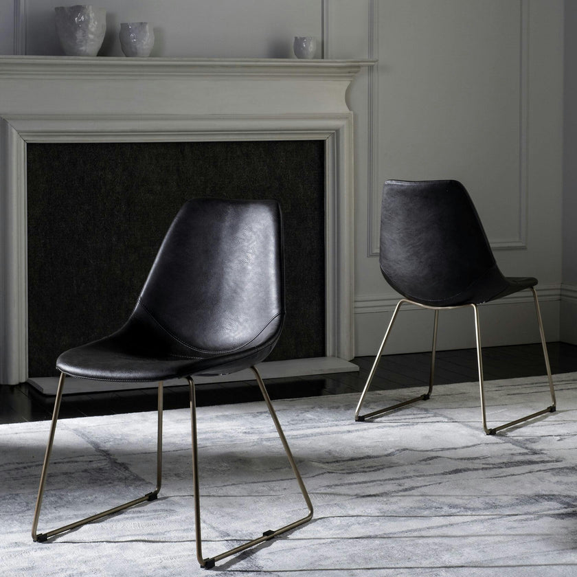 Set of 2 Dorian Midcentury Modern Leather Chair