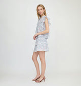 The Meena Skirt - White Etched Floral Stripe