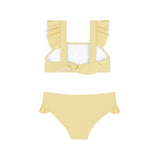 girls buttercream stripe ruffle tie back bikini
