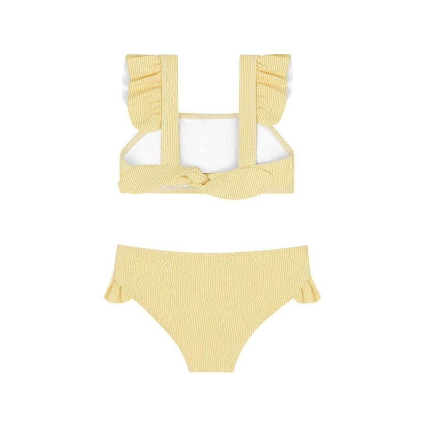 girls buttercream stripe ruffle tie back bikini