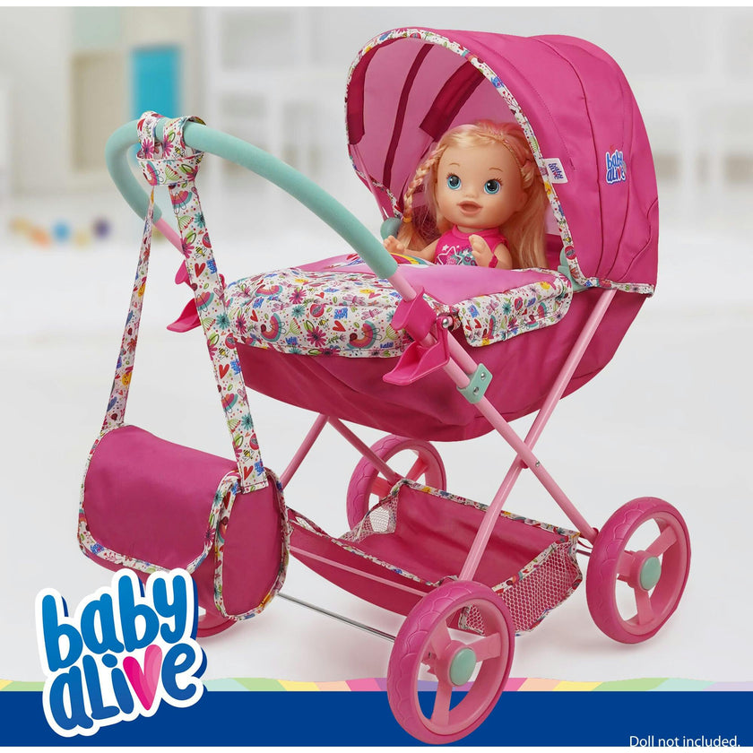 Baby Alive Deluxe Classic Doll Pram - Pink & Rainbow