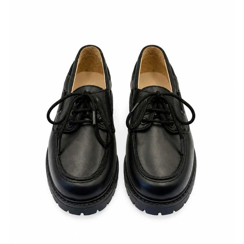 Harbour Kids Boat Shoe - Black Leather