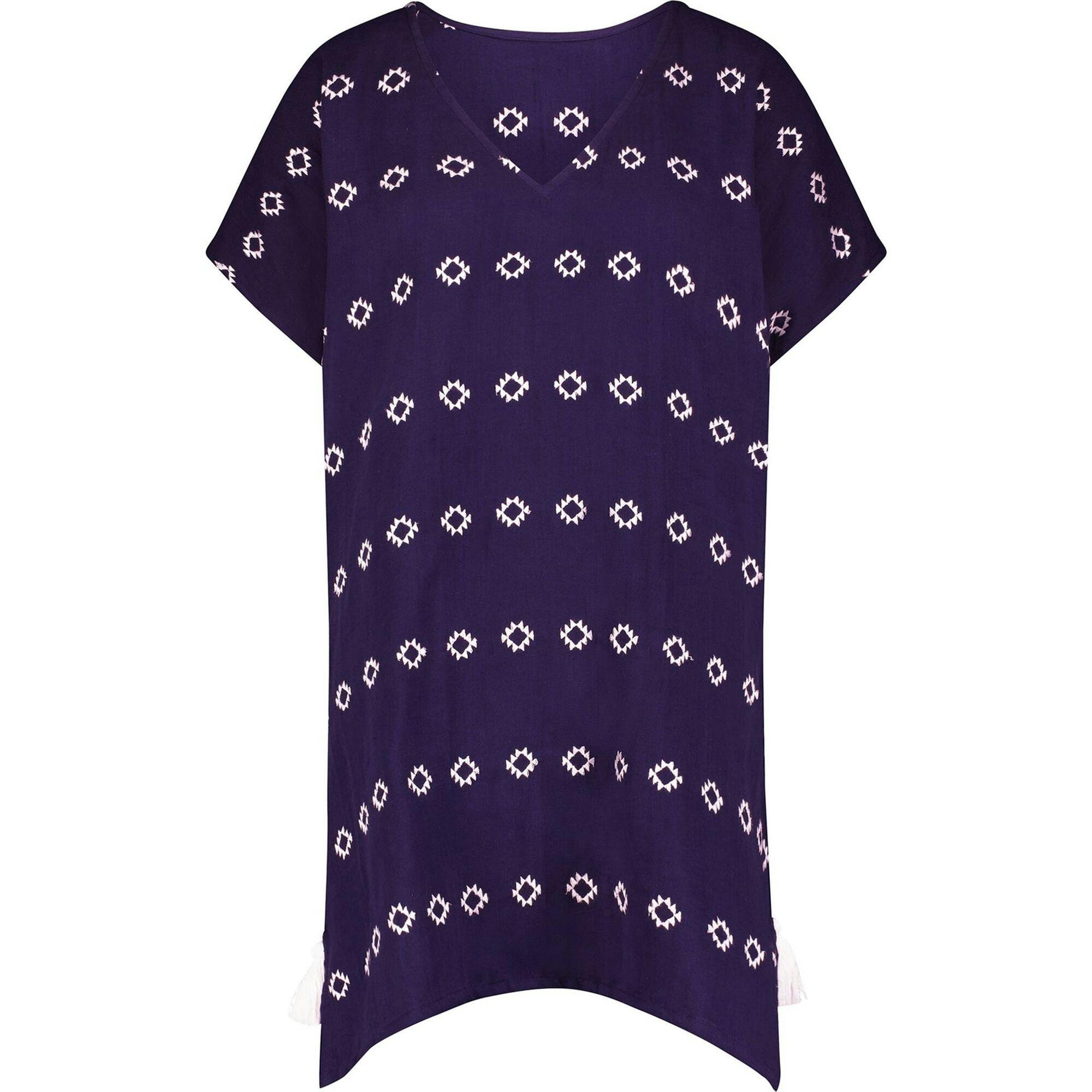 Women's Capucine Periwinkle Embroidered Mini Caftan Dress