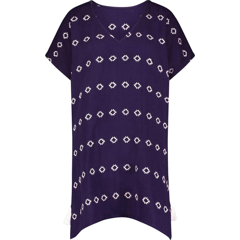 Women's Capucine Periwinkle Embroidered Mini Caftan Dress