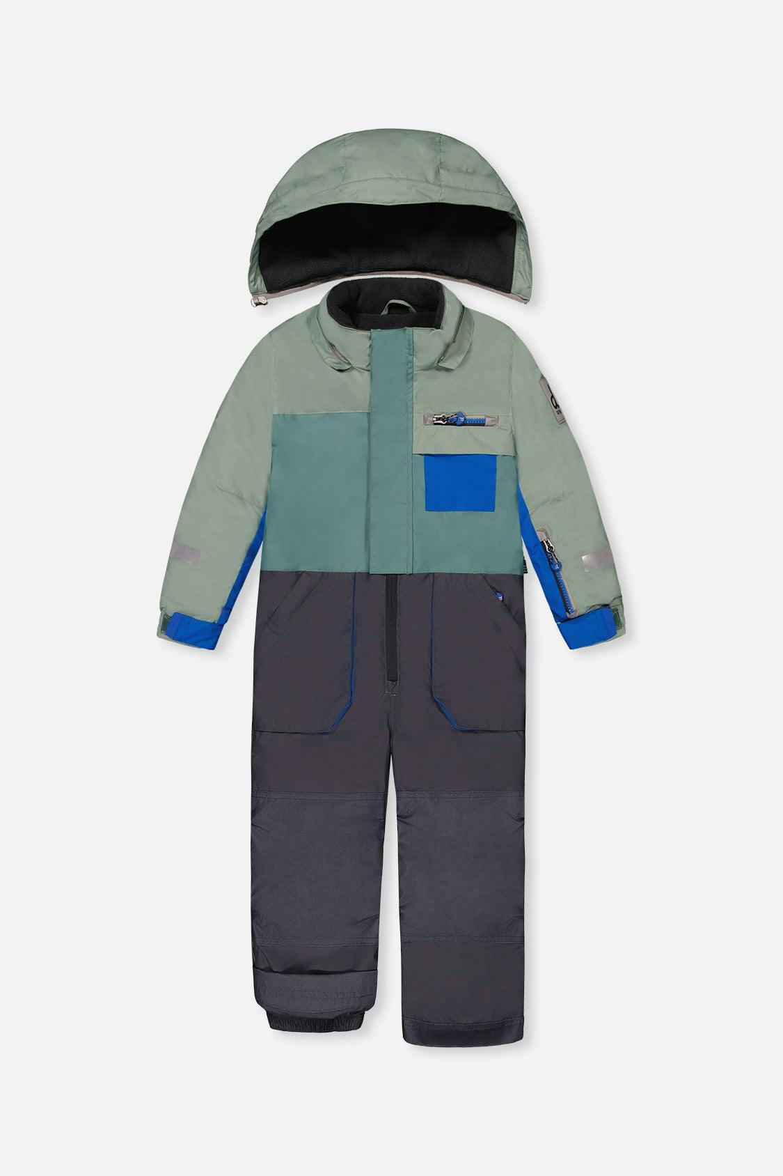 Kids One Piece Play Snowsuit Sage Green And Grey