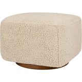 Kiwi Gliding Ottoman in Chai Shearling with Dark Wood Base