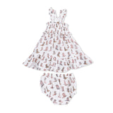 Cowgirl Boots - Smocked Ruffle Sundress & Bloomer