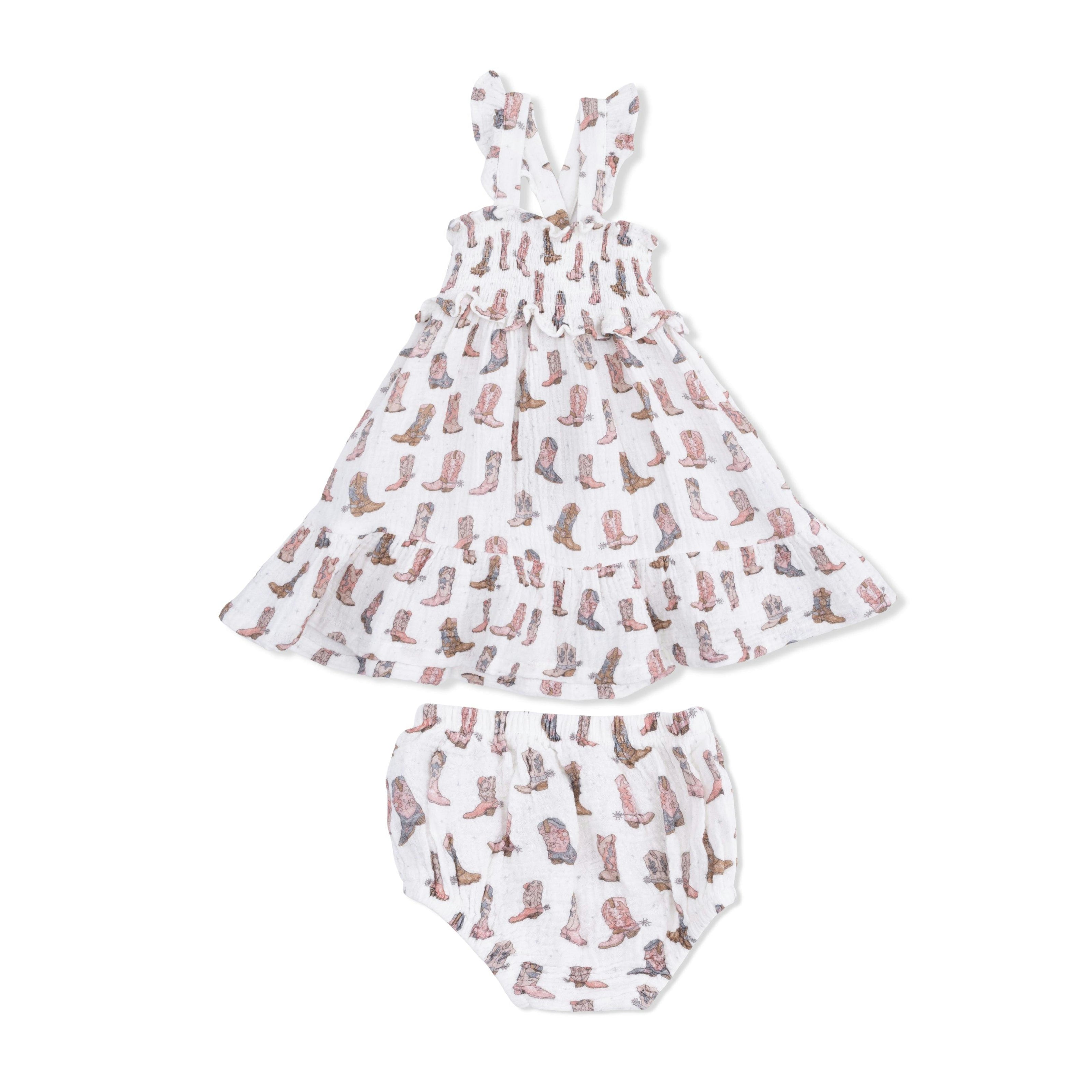 Cowgirl Boots - Smocked Ruffle Sundress & Bloomer