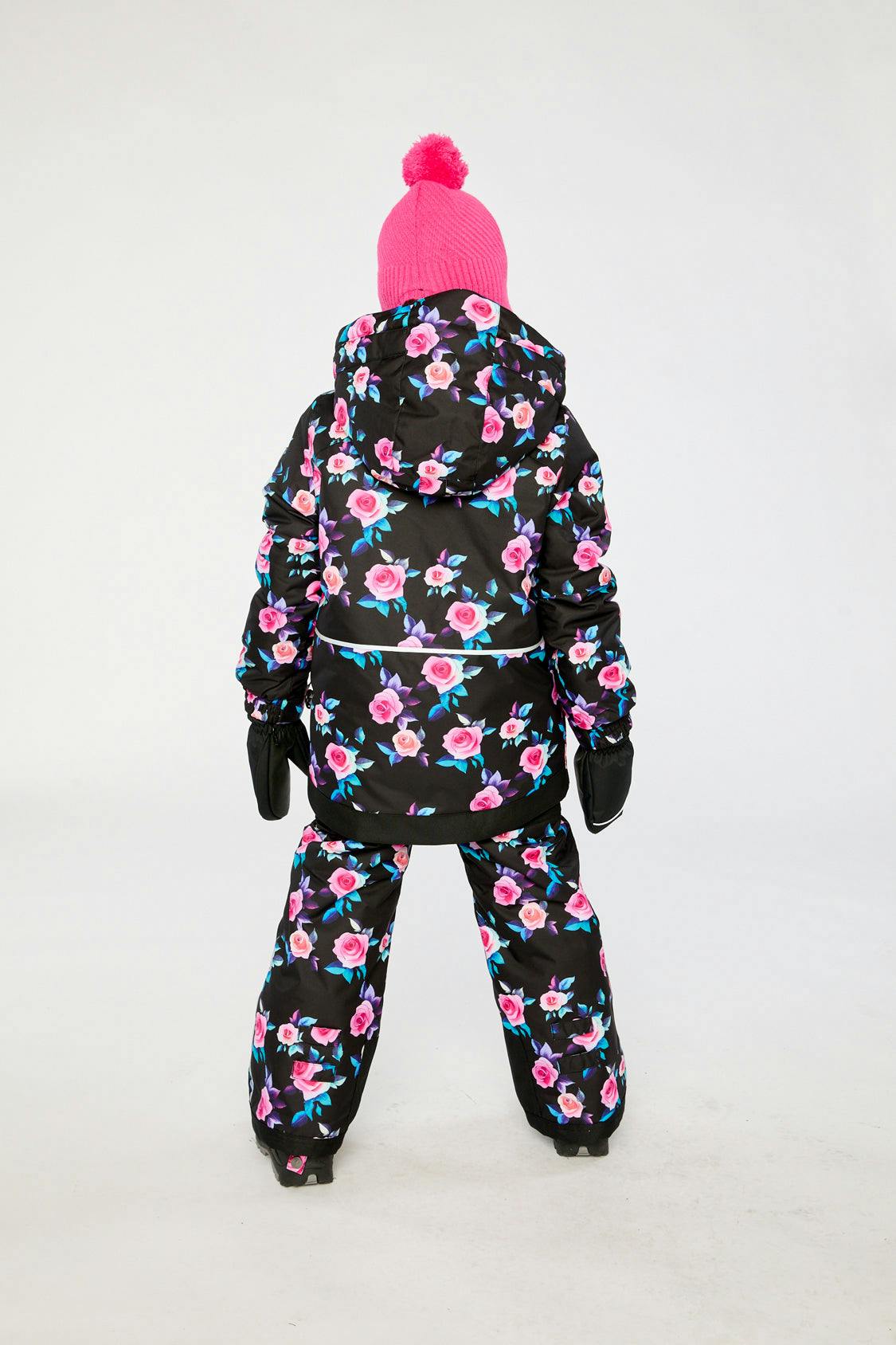 Two Piece Play Snowsuit Black Rose Print