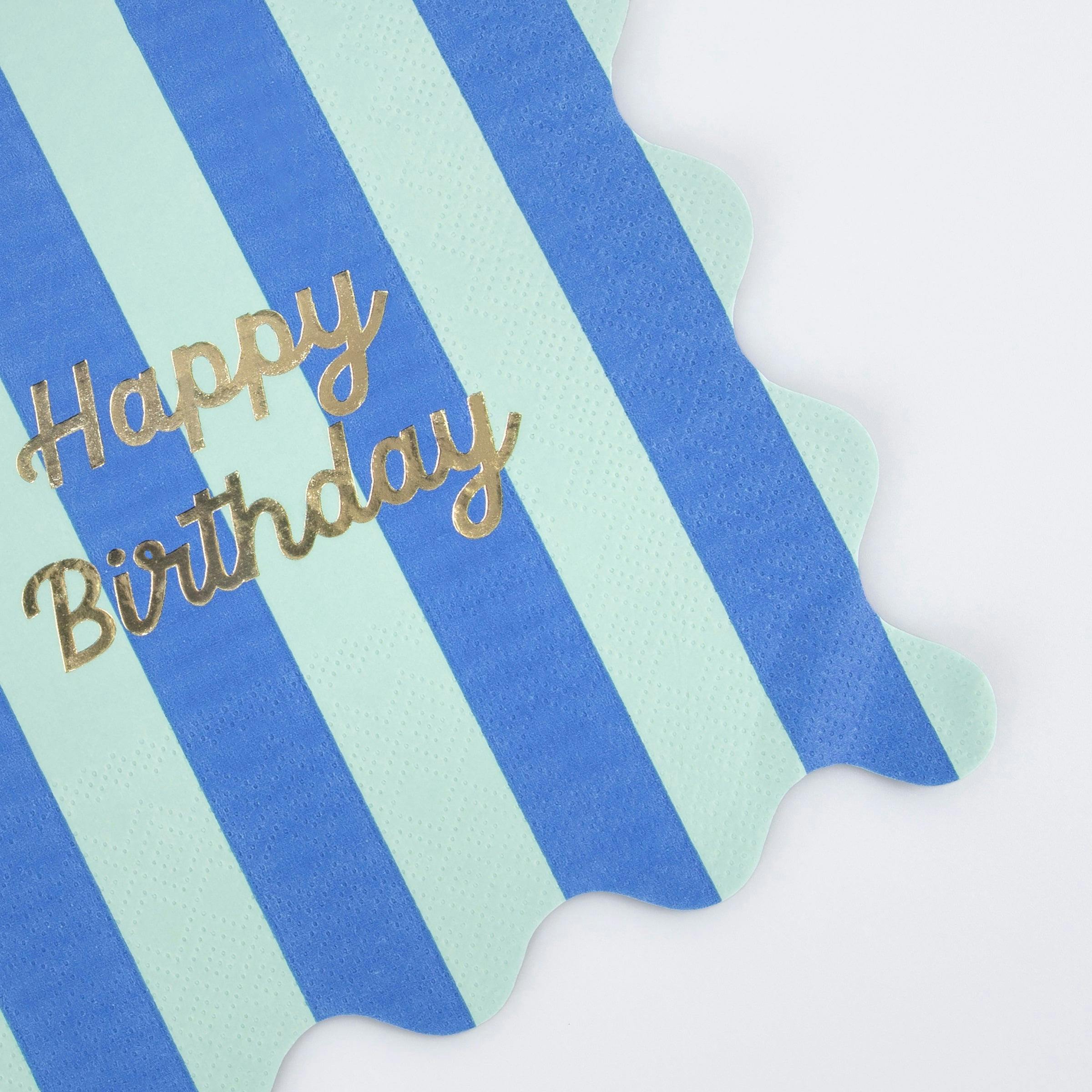 Stripe Happy Birthday Large Napkins