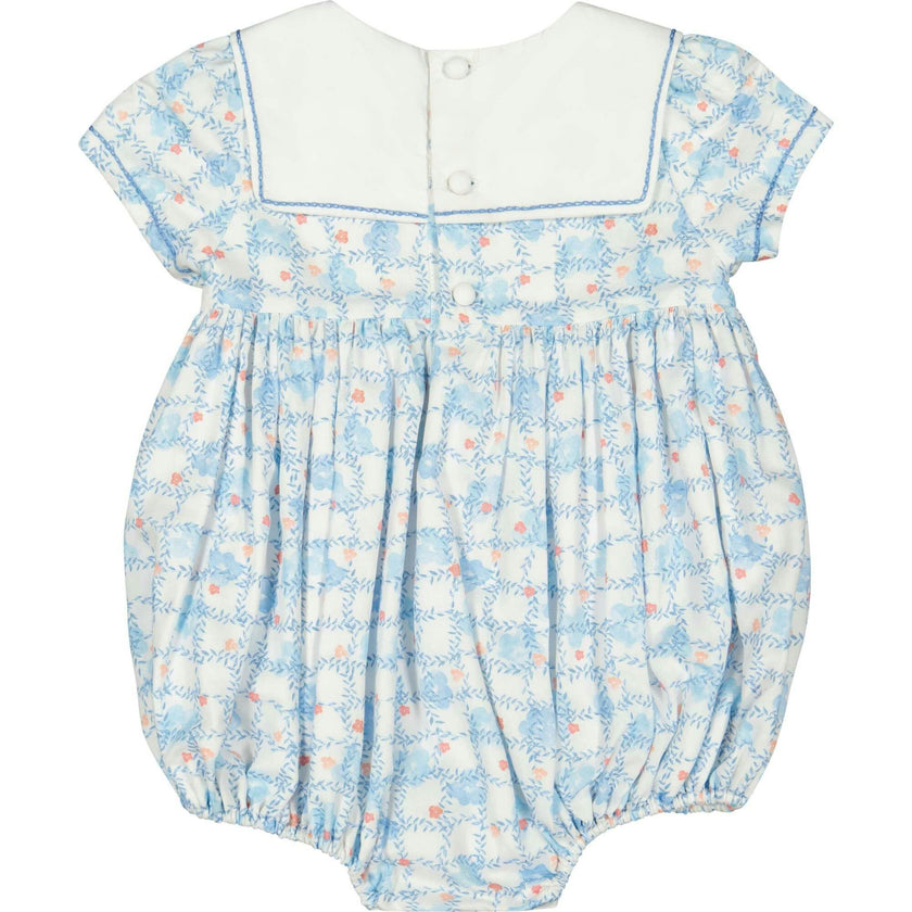Riviera Blue Floral Smocked Bubble Romper