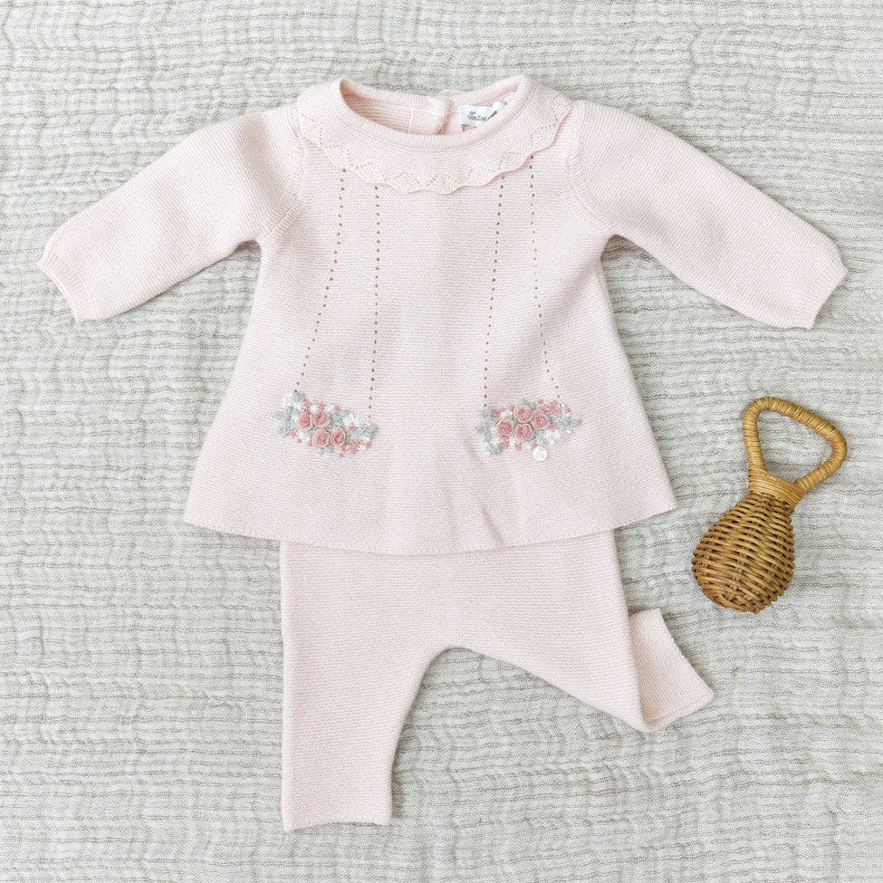 TARTINE ET CHOCOLAT Ruffle-Collar Embroidered Baby Set