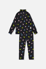 Two Piece Thermal Underwear Black Printed Gummy Bears