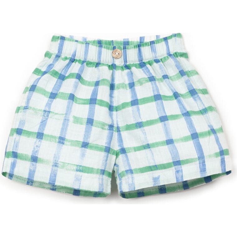 Window Pane Print Woven Shorts