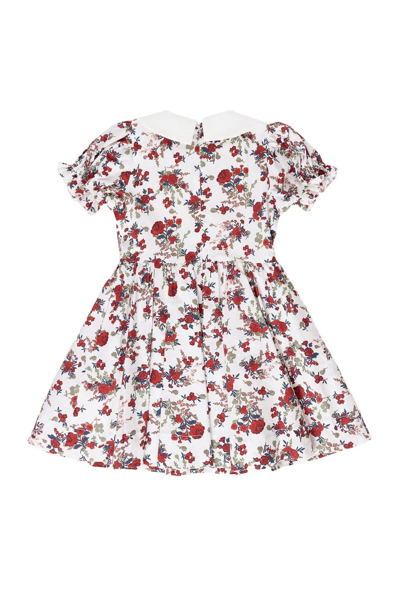 Mini Aveline Dress in Red & Green Rustic Floral