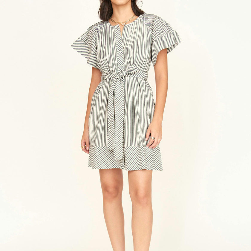 Vienna Pintuck Dress in Dune Stripe