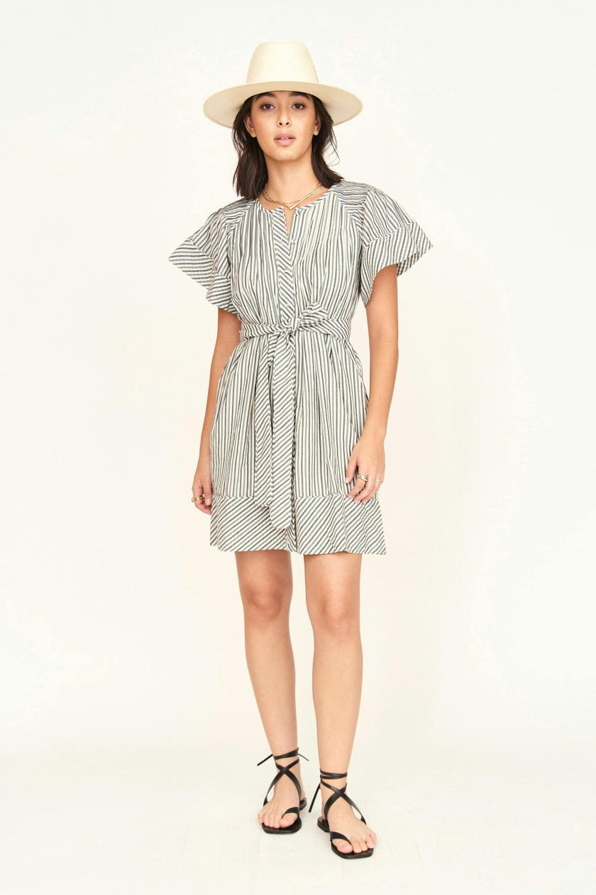 Vienna Pintuck Dress in Dune Stripe