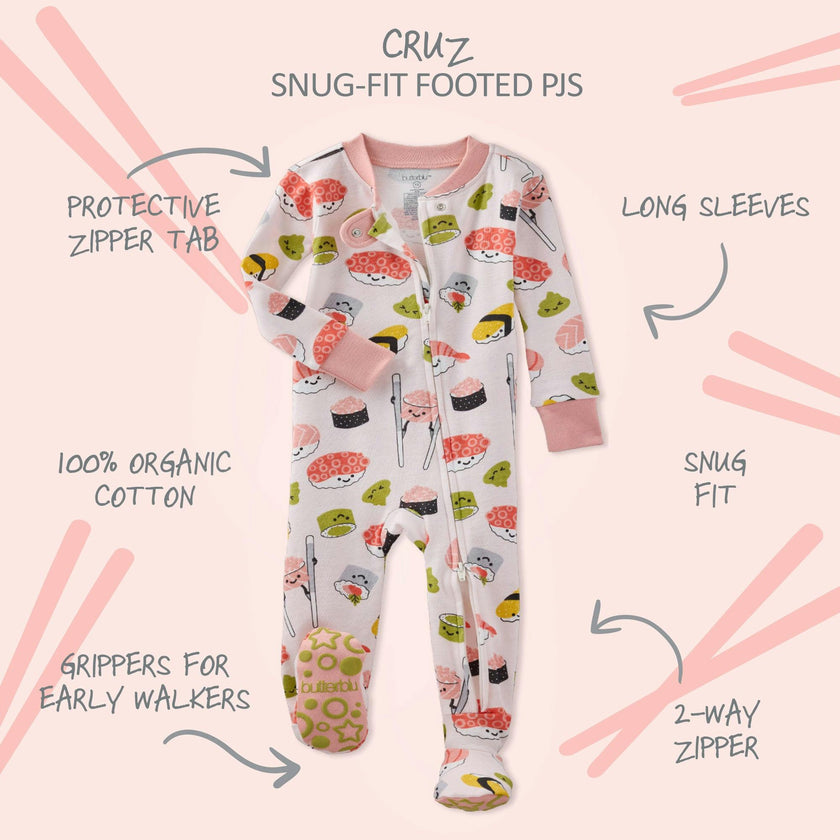 CRUZ Snug Fit Footed Baby Girls Pajamas