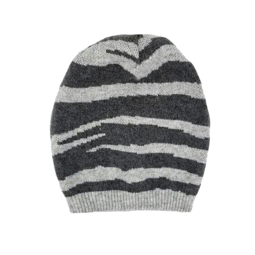 Tiger Pattern Wool Hat With A Genuine Fur Pom (TikTok)