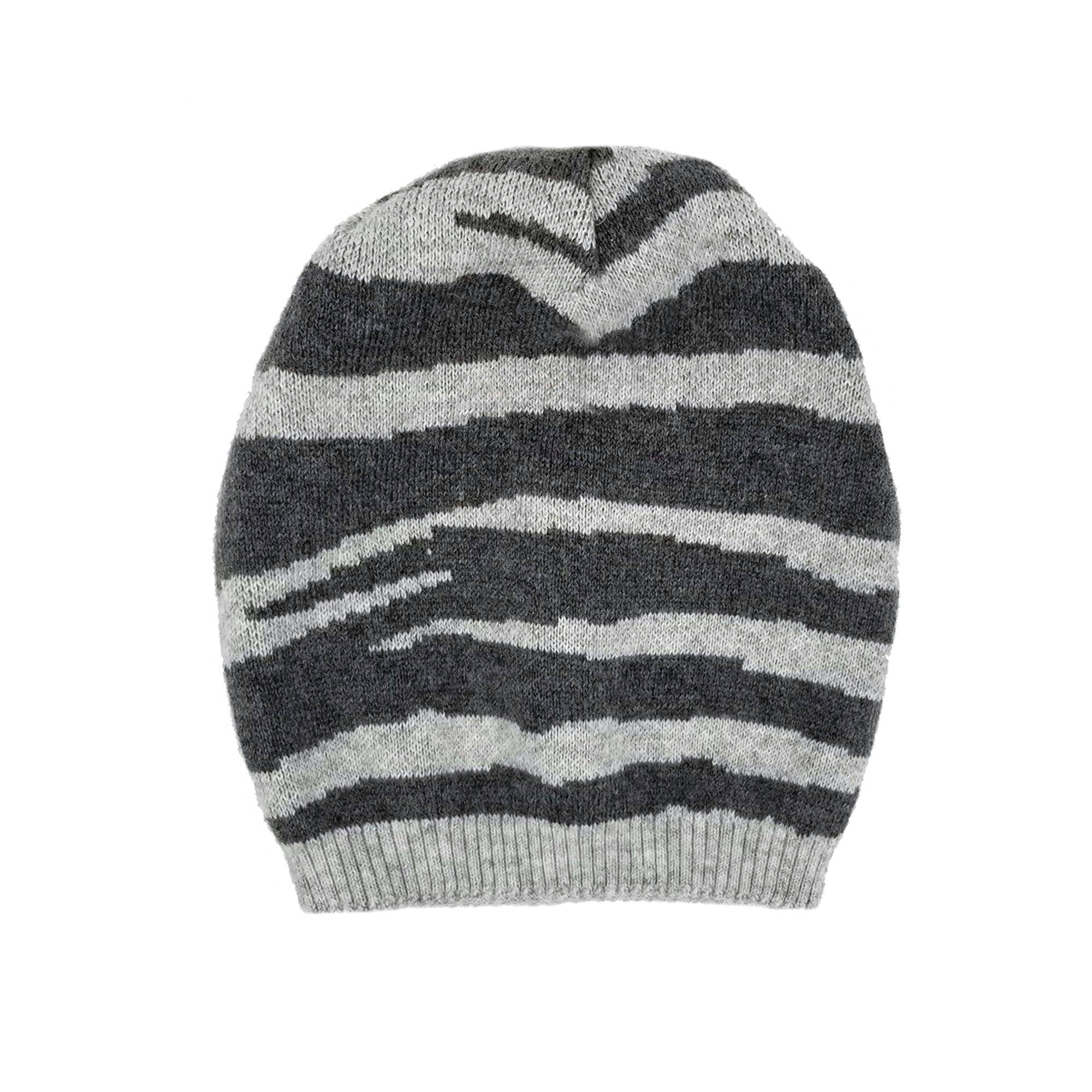 Tiger Pattern Wool Hat With A Genuine Fur Pom (TikTok)