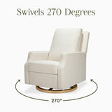 Crewe Electronic Recliner and Swivel Glider in Performance Cream Eco-Weave with Light Wood Base