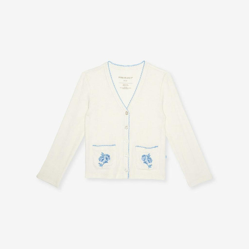 Ivory Hattie Pointelle Picot Cardigan